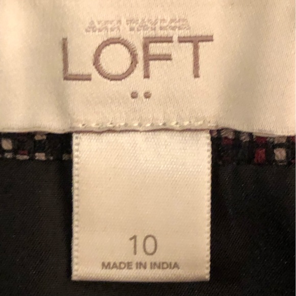 Ann Taylor Loft Tweed Skirt Womens 10 Maroon black white Side Zip Lined - Picture 3 of 8